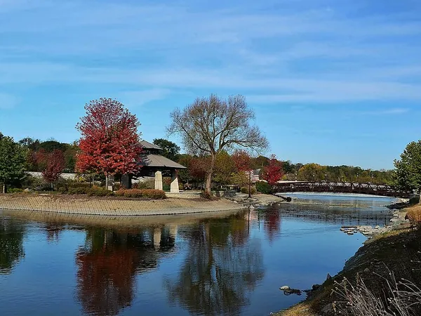 Park pond near downtown Elgin, IL